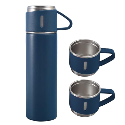 Botellas de agua con aislamiento de vacío, botella de agua de acero inoxidable de 500 ml con 3 cubiertas, taza de viaje para té de café frío y caliente, organización de almacenamiento de cocina