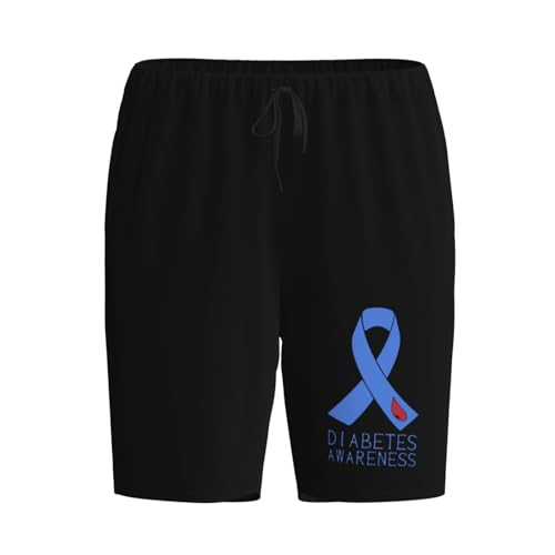 Diabetes Awareness Pajama Shorts for Men, Men's Pajama Bottoms, Sleepwear for Summer2