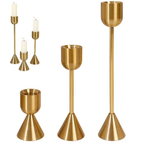 Lot de 3 chandeliers en métal rétro pour décoration de table