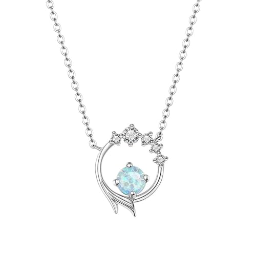 Collier en cristal bleu pour femmes en argent S925 au design raffiné