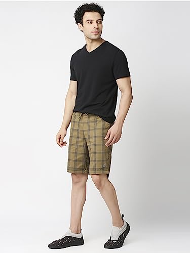 Image of Thomas Scott Men's | Checks | Chino Shorts | Regular Fit | Linen Blend | Above Knee | Casual Short