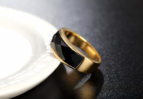 Stainless Steel Turquoise Inlay Band Ring, Men's Fashion Statement Ring3