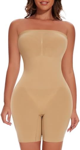 ONEW Strapless Shapewear Bodysuit Tummy Control Full Body Shaper Seamless Butt Lifter Thigh Slimmer