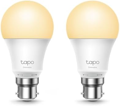 Tapo TP-Link Smart Bulb, Smart WiFi LED Light, B22, 8.7W, Compatible with Alexa(Echo and Echo Dot), Google Home, Dimmable Soft Warm White, No Hub Required - L510B(2-Pack)[Energy Class A+]