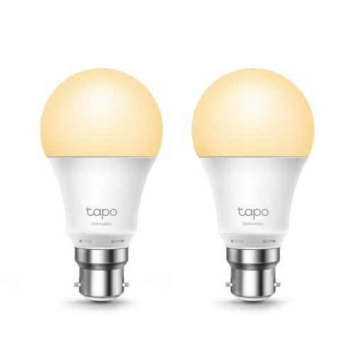 Tapo Smart Bulb, Energy Saving WiFi Smart Light Bulb, B22,8.3W, Works with Amazon Alexa and Google Home, Dimmable Soft Warm White Alexa Light Bulbs,No Hub Required -Tapo L510B (2-pack)[Energy Class F]