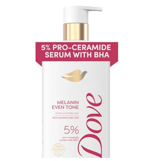 Dove Exfoliating Body Wash Melanin Even Tone Promotes Even Skin Tone 5% pro-ceramide serum with BHA 18.5 oz