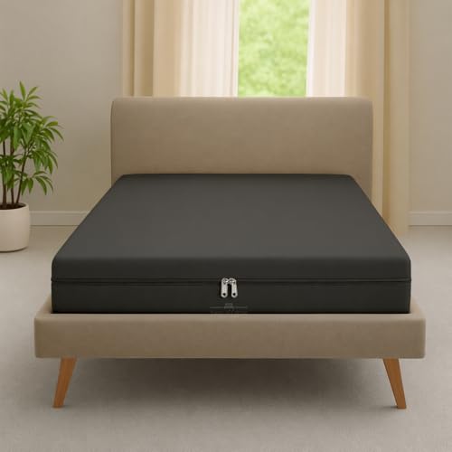 Cot Zipper Fitted Sheet - Super Soft Breathable 400 Thread Count - 100% Egyptian Cotton - Bottom Sheet - 8 Inches Deep Pocket - 1 Fitted Sheet Only - Easy Care (28 x 75 Inch Dark Gray)