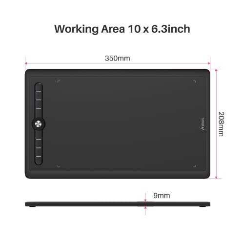 Artisul M0610Pro Tablette de Dessin Graphique 10 x 6 Pouces avec 8192 Niveaux de Stylet sans Pile, 8 Touches de Raccourci, lumière colorée, idéale pour l'enseignement en Ligne, Le Travail de Bureau