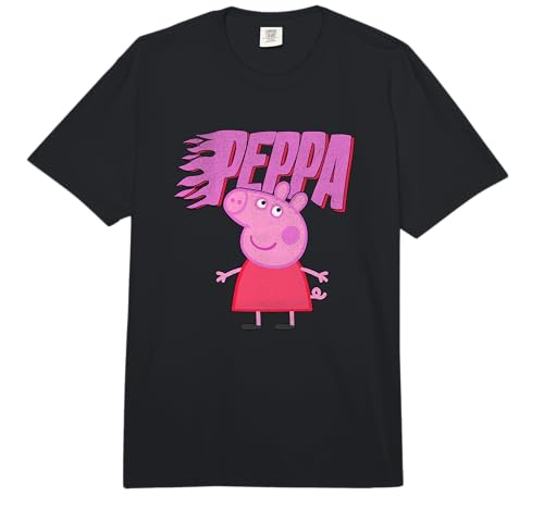 T-shirt Peppa Pig oversize au logo de flamme rose style rock