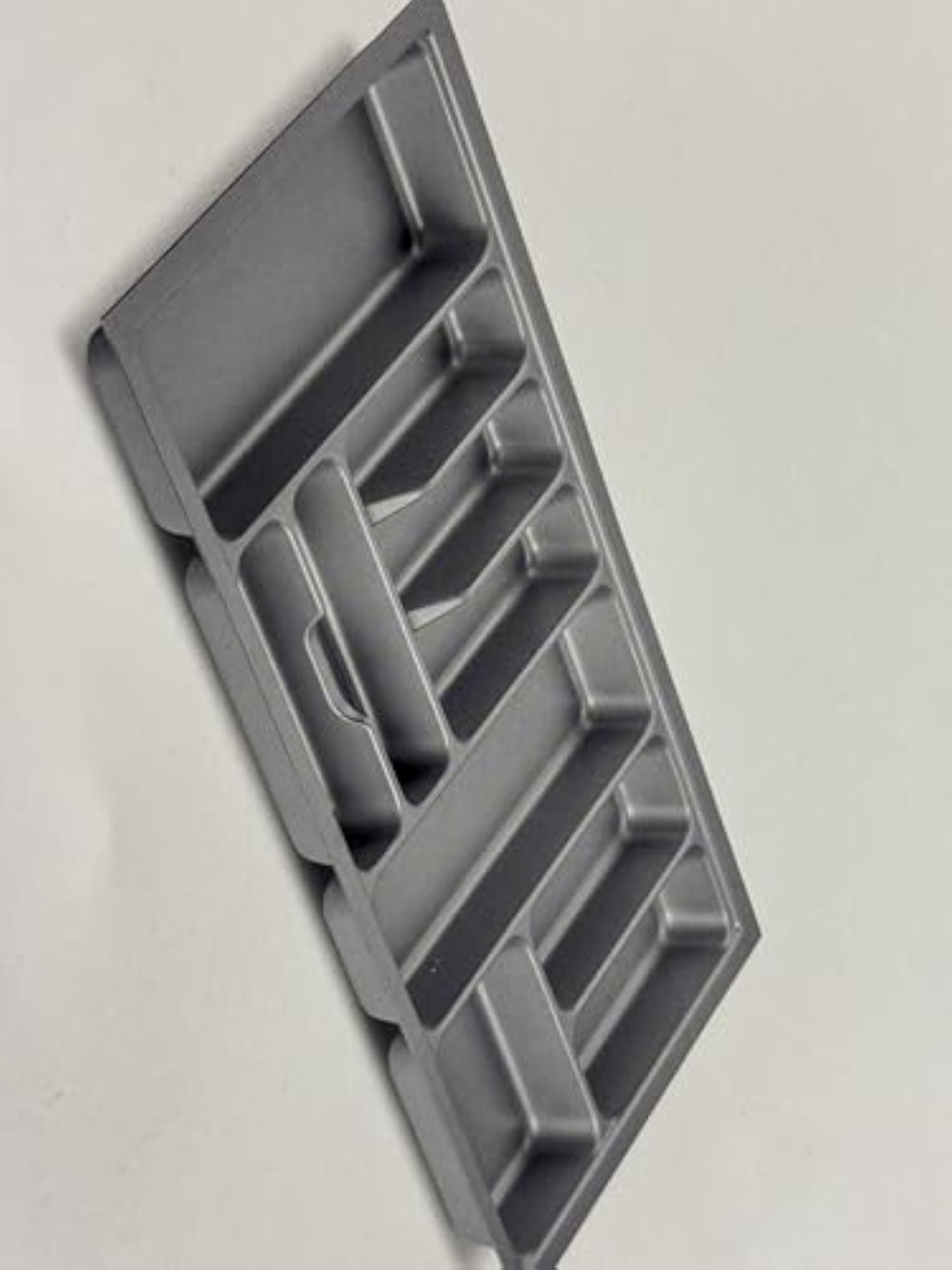 Kitchen Drawer Organiser Tray, Grey Plastic Cutlery Holder