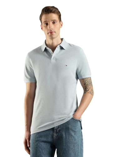 Image of Tommy Hilfiger Solid Regular fit Cotton Polo t-Shirt