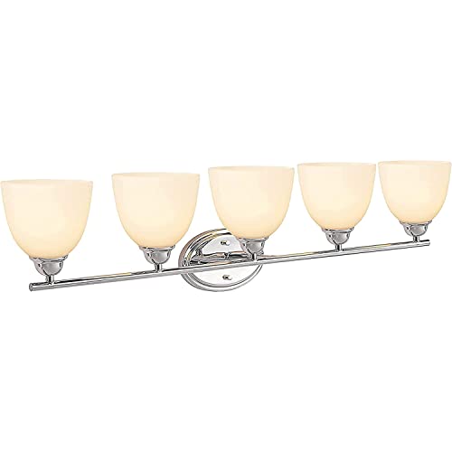 Image of Aspen Creative 62229, Five Metal Bathroom Wall Light, 40 inch Wide, Transitional Design in Chrome Vanity Fixture