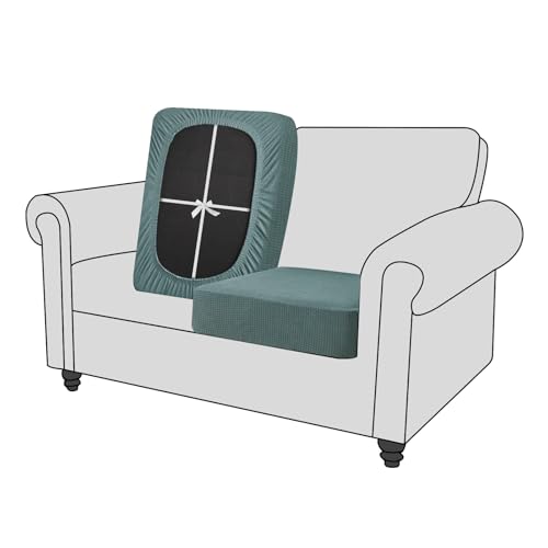 SYLC Sofa Sitzkissenbezug Stretch Sitzkissenschutz Elastischer Kissenbezüge, Husse Überzug Bezug Für Sofa Sitzkissen, rutschfest Stoff Tartan (Grün,Rückenkissen)