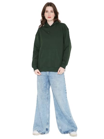Image of BE SAVAGE Women's Solid Full Sleeves Cotton Hoodie