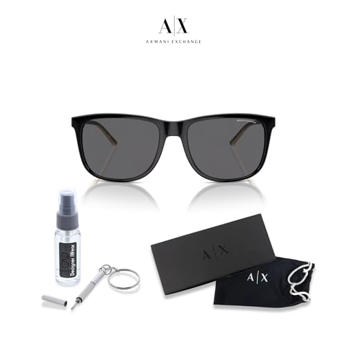 Armani Exchange AX4070S Square Sunglasses for Men +BUNDLE with ACCESSORY EYEWEAR KIT2