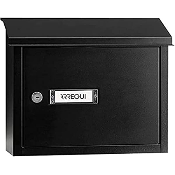 ARREGUI V4074 Buzón Recogecartas Maxi de Acero Para Puertas o Verjas en el Interior, Boca Recogecartas de 33x4 cm, Tamaño M (Correo DIN A4 y Revista), Resistente a la Intemperie, Negro Texturado