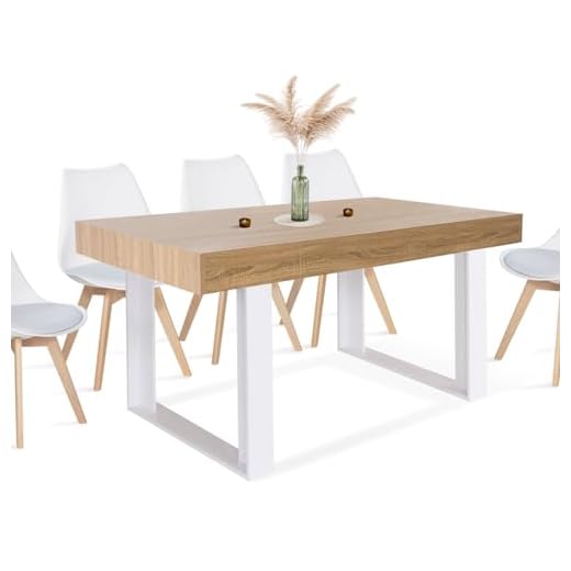 IDMarket - Table à Manger Rectangle Phoenix 6 Personnes Bois et Blanc 160 cm
