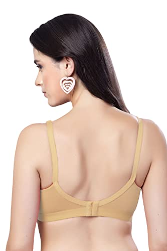 Image of SIMONI Cross Fit Polycotton Non-Wired Non-Padded Full Coverage Cups Bra, Comfortable Everyday T-Shirt Bra for Women and Girls