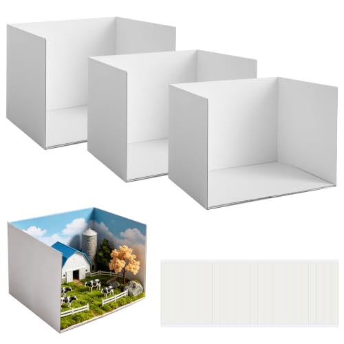 BKIELLT Cardboard Diorama Kit, 3 Pcs 11.8 x 8.7 x 8.3 Inch Diorama Box for Display, Diorama Project Supplies Display Case with Double Sided Tapes for DIY Crafts Toys