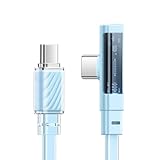mcdodo USB C to USB C Charger Cable 65W Fast Charging 90 Degree Right Angle USB C Cable Type C Charging Cable USBA to USBC Cable for iPhone 15 Pro ProMax Plus,Galaxy S23Ultra,iPad,MacBook（Blue,4ft）