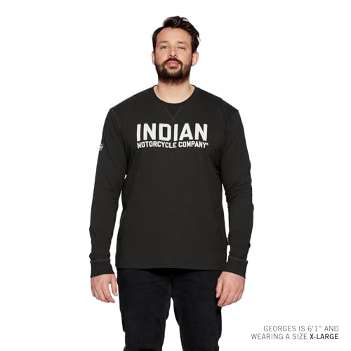 Indian Motorcycle Men's Chainstitch Embroidery Longsleeve T-Shirt, Black4