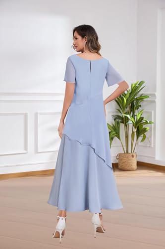 Women's Layered Chiffon Mother of The Bride Dresses Long A Line Ruffle Wedding Guest Formal Gown3