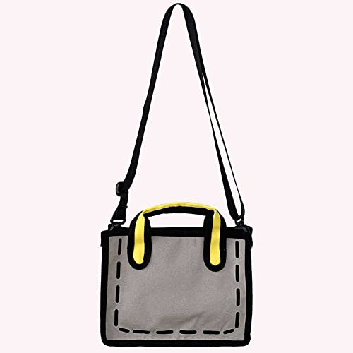 ARVALOLET Frauen Comic Casual Top-Griff Taschen Sommer Kontrast Farben Verstellbare Riemen Kuriertaschen, grau, 24x18x8cm/9.45x7.09x3.15in