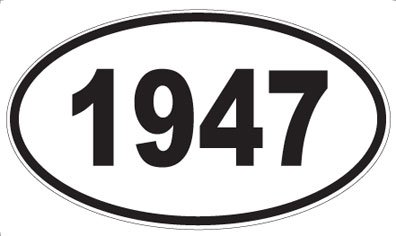 Number 47 Oval Sticker - 6x3.5 Inch Durable Vinyl Decal