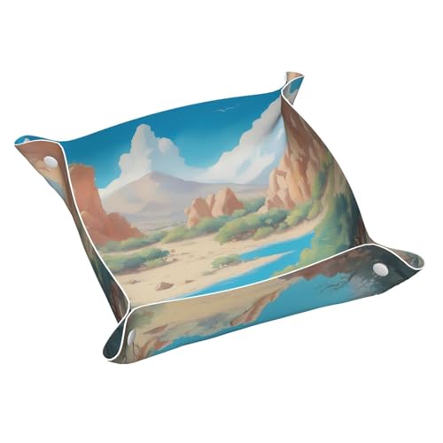 Llkgot Oasis in The Desert - Bandeja de almacenamiento de cuero de doble cara de PVC de calidad pequeña para un almacenamiento y organización cómodos