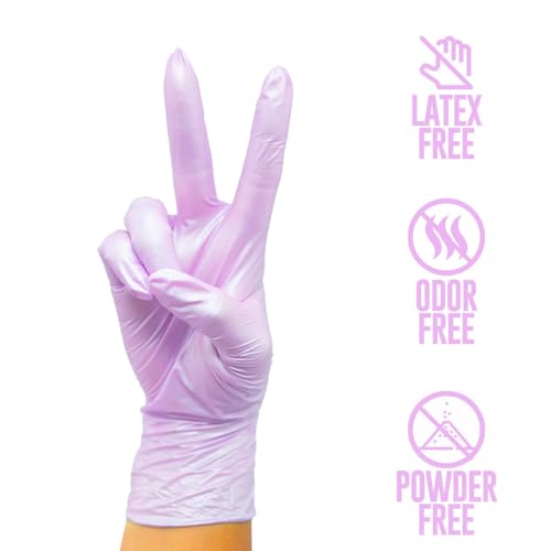 Colortrak Luminous Collection Disposable Nitrile Gloves, Lilac Frost Color, Latex-Free, Textured Finger Tips