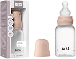 BIBS Plastic Baby Bottle – 5 oz (150 ml) | Silicone Nipple | Anti-Colic, BPA-Free | Round Nipple, Slow Flow | Lightweight & Easy to Clean | 0+ Months | Blush
