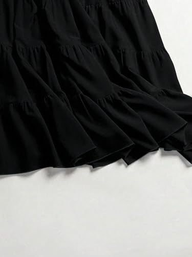 Women's 2025 Summer Casual Long Skirts Solid Color A-Line Skirt4