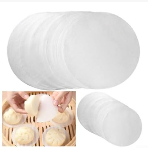 Rundes Dampfgarpapier, nicht zum effizienten Dämpfen von Knödel, Brötchen, Brot und Kuchen, hitzebeständig und ölbeständig, 500/1500 Blatt pro Packung (2)