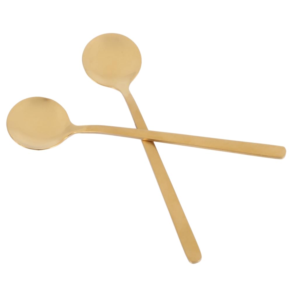 Juego de 96 cucharas de café redondas de acero inoxidable, mini cucharas de té, azúcar, postre, cucharilla de helado, cucharilla de sopa, accesorios de cocina (dorado)
