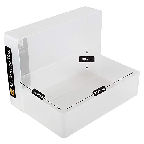 WestonBoxes A5 Plastic Craft Storage Boxes with Lids for Art Supplies, Paper and Card - 1.8 Litre Volume (Clear, Pack of 5)