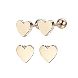 SDFWGG Pendientes de Corazón para Mujer Joyas de Acero Inoxidable Hipoalergénicas Ideales para Mujeres Chicas y Adolescentes Perfectos para Diario Fiesta y Regalo (Oro Rosa)