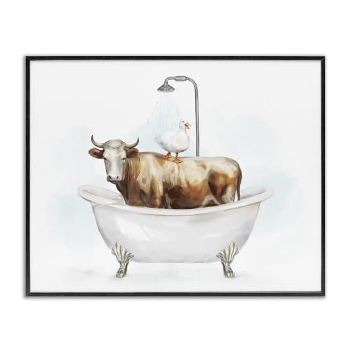 'Duck & Cow in Tub'| Framed Giclee Art