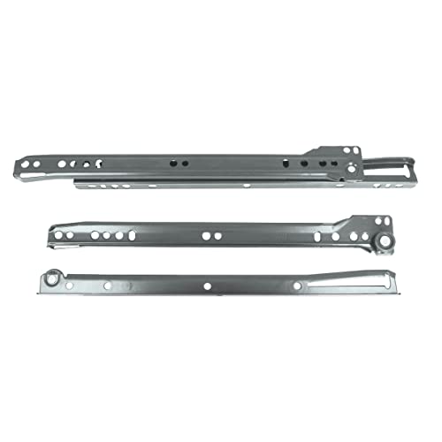 Amig - Juego de 2 Guías Correderas Metálicas con ruedas - Rieles para Cajones de Muebles, Cajoneras o Armarios - Acero - Color Gris Metalizado - Resistencia de carga: 18 Kg/Par - Medidas: 400 mm