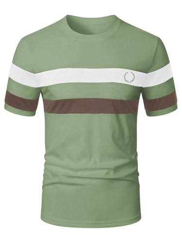 Image of RoseSeek Men's Color Block Short Sleeve Tee Shirts Casual Crewneck T Shirt Trendy Summer Tops