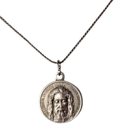 THE HOLY FACE SHROUD OF JESUS MEDAL WITH CHAIN IN 20.4 - REAL ITALIAN MASTERPIECE - 100% MADE IN ITALY