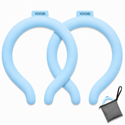 Cooling Neck Wrap with Insulated Bag Reusable Ice Neck Ring & Body Cooler for Summer Heat Wearable Cooling Tube Maintains 18C/64F for Outdoor Sports Travel (Blue*2)