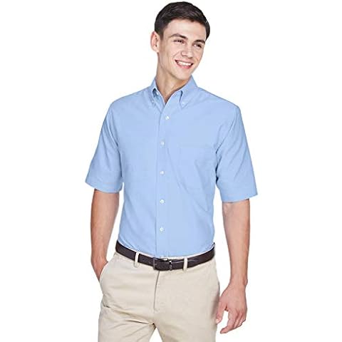 UltraClub Men's Classic Wrinkle-Resistant Short-Sleeve Oxford S LIGHT BLUE Cover