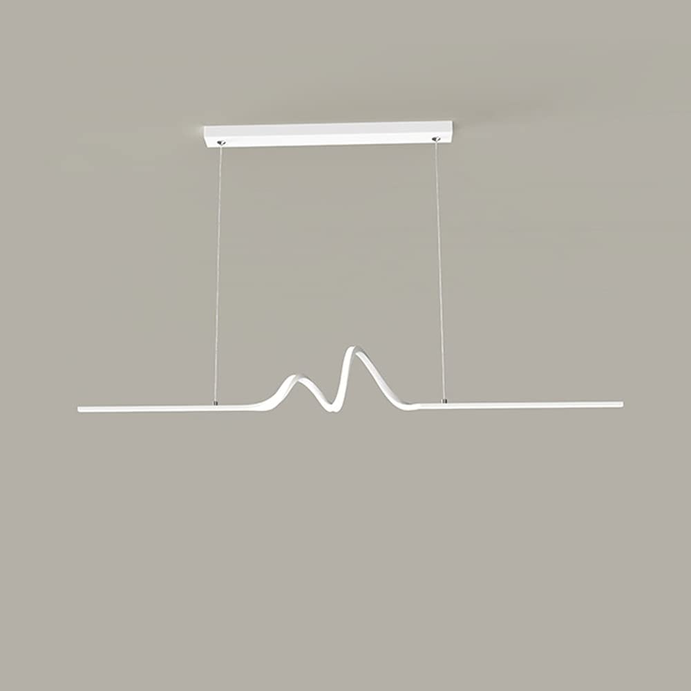 KXEcoLife Dimmable Wave Shape Pendant Light with Remote Control - Chandelier for Dining Room, Kitchen Island, Living Adjustable 3000-6000K LED Lighting(White)