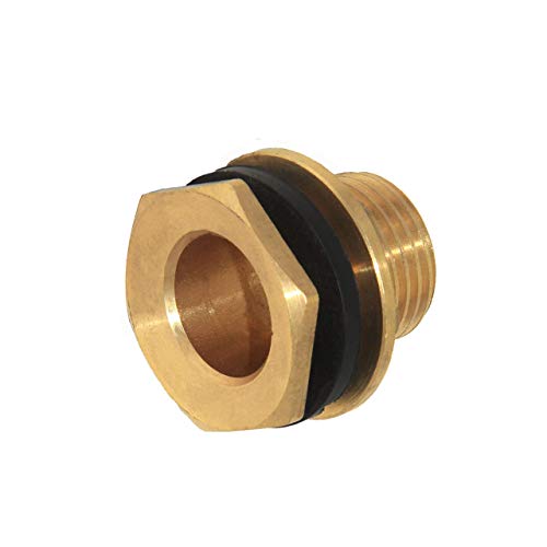 Joywayus 3/4" Male Thread Brass Water Tank Connector Bulkhead Tank Fitting With Rubber Ring Stablizing It