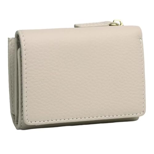 Small Wallet for Women RFID Blocking Genuine Leather Card Holder Minimalist Tri-Fold Purse with Zipper Coin Pocket Light Green One Size(Beige)