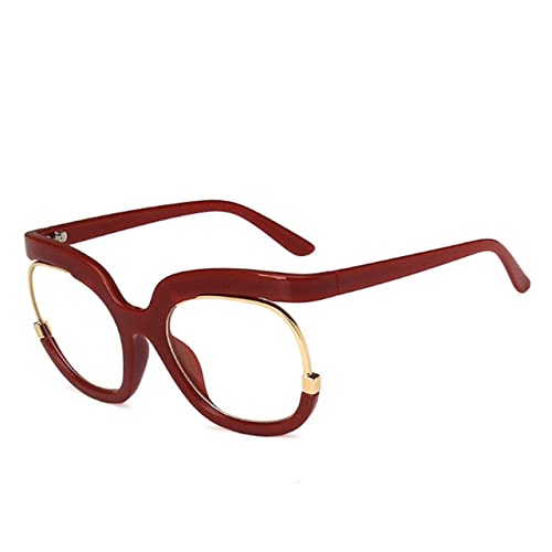 Lunettes anti-lumière bleue pour ordinateur : monture rétro ronde surdimensionnée vin rouge