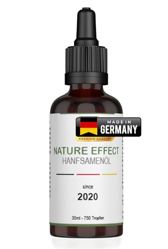 NATURE EFFECT - Premium HanföI 30 ml - Hanfsamenöl hochdosiert mit Omega 3-6-9 Öl Fettsäuren - Made in Germany - 750 Tropfen in...