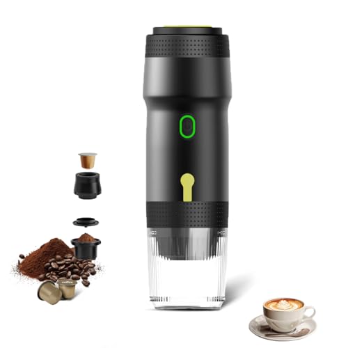 Portable Electric Espresso Machine - Small Travel Coffee Maker with Self-Heating, USB-C Rechargeable - Compatible with Ground Coffee & NS Capsules for Camping Office Car RV Dorms
