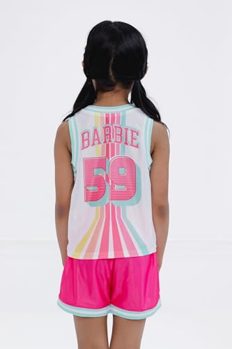 Image of Barbie Girls Jersey Athletic Tank Top and Shorts Outfit Set Toddler to Big Kid Sizes (2T - 10-12)