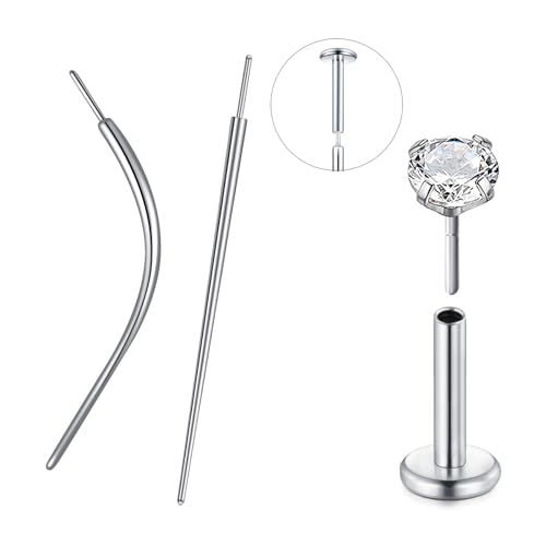 QWALIT Piercing Taper Threadless Insertion Tool - Titanium Labret Pin 16g, 18g, 20g